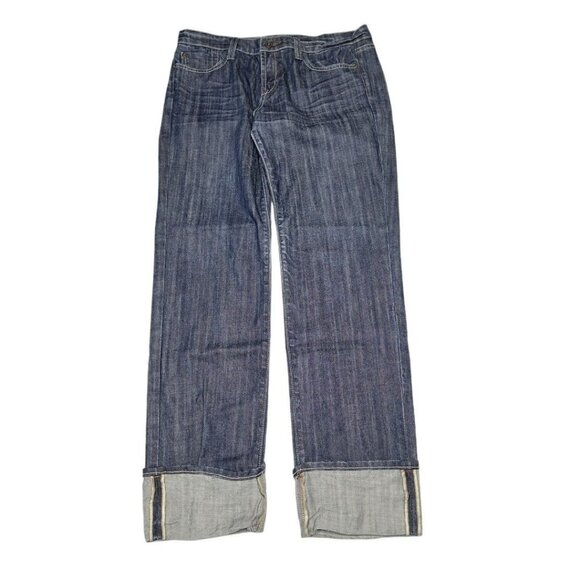 Vigoss Denim Jean Pants Rolled Cuff Womens 13 14 Slim Cut Pockets Dark Wash Blue - Picture 1 of 10